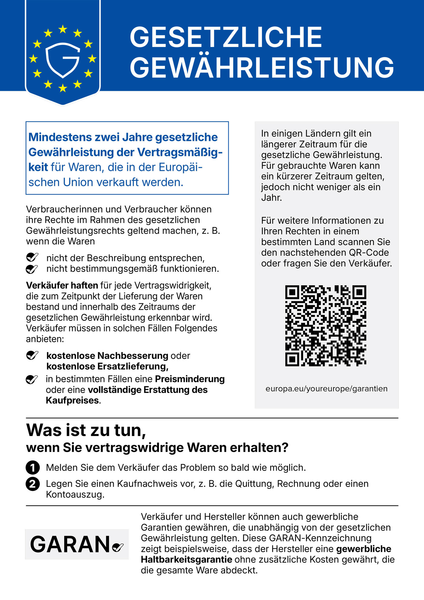 Gesetzliche Gewährleistung